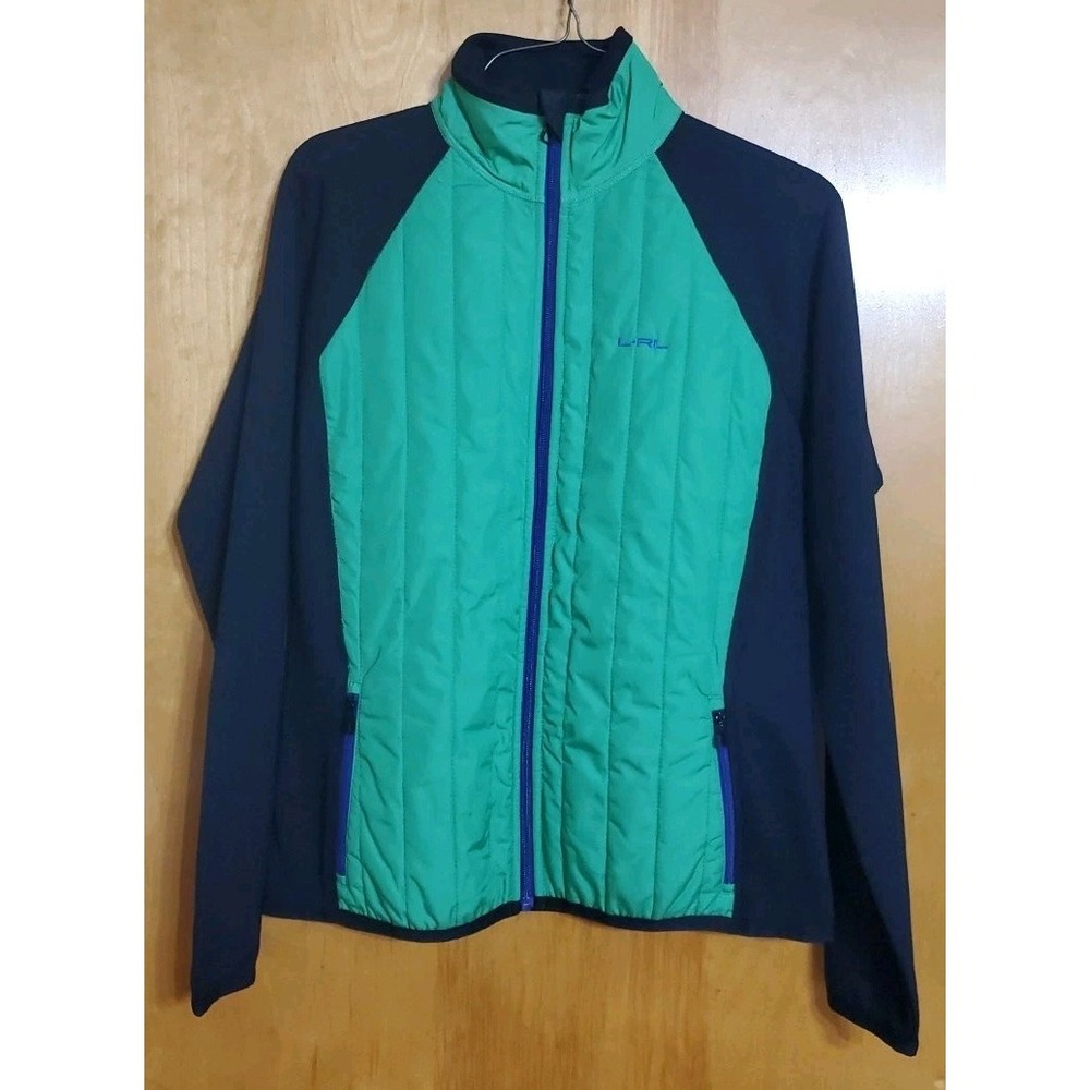 Lauren Ralph Lauren Active Womens Jacket Size Small Green Black Quilted‎ Fleece